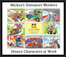 80142 St Vincent & The Grenadines Mickey's Transport Workers Disney Characters At Work Bloc (BF) Neuf ** MNH 1996 - St.Vincent & Grenadines