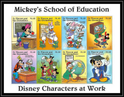 80139 Mi N°3144/3151 St Vincent & The Grenadines Mickey's School Education Disney Characters At Work Neuf ** MNH 1996 - Disney