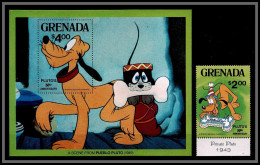 80060 Mi N°93 + 1076 2$ Grenade Grenada Pluto Chien (dog) 50th Anniversary Disney Bloc (BF) Neuf ** MNH 1981 - Grenada (1974-...)