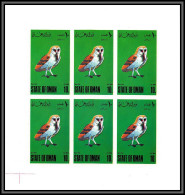 80867 Oman Barbagianni Barn Owl Chouette Effraie Tyto Alba ** MNH Oiseaux (birds) 1970 Non Dentelé Imperf Feuille Sheet - Hiboux & Chouettes
