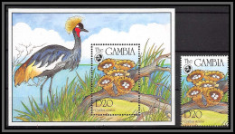 80868b Gambia Gambie Y&t N°235 + Timbre Champignons Mushrooms Funghi Grue Crane Oiseaux Birds Bird ** MNH 1994 - Kranichvögel