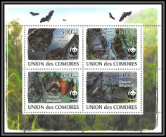 80854 Comores Mi N°2212/2215 Chauves Souris Bats Pteropus Livingstonii TB Neuf ** MNH Wwf 2009 - Chauve-souris