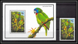 80852b Dominica Dominique Mi BF N°231 + Timbre Red Necked Parrot Perroquet ** MNH Oiseaux Birds 1993 - Papageien