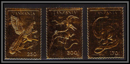 80715 Tanzania Tanzanie 1996 OR Gold Stamps MNH Prehistorics Dinosaures Dinosaurs Diplodocus Archaeopteryx Sordes Lot - Prehistorics