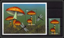 81140a Grenada Mi Bf 542 + 4088 Lepiota Acutesquamosa Champignons Mushrooms Funghi Pilze ** MNH 2000 Libellule Ondonata - Pilze