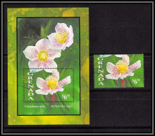 81046a Grenada Y&t BF 332 + Timbre Helleborus Niger Hellébore Noir Christmas Rose ** MNH Flowers Of Africa Fleurs 1993 - Rose