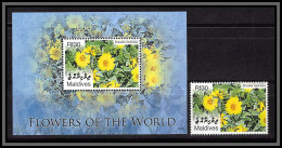 81044a Maldives Mi BF 611 + Timbre Encelia Farinosa TB Neuf ** MNH Flowers Of The World Fleurs 2006 - Malediven (1965-...)