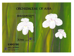 81029b Bhutan Bhoutan Mi BF N°255 Paphiopedilum Niveum Orchidées Orchids ** MNH Flowers Fleurs 1990 Expo 90 Osaka Japan - Bhutan