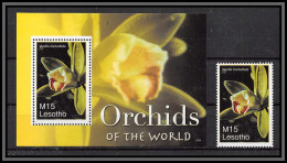 81002 Lesotho Mi BF N°215 + Timbre Vanilla Barbellata Orchidées Orchids TB Neuf ** MNH Fleur Flowers Flower Fleurs 2007 - Lesotho (1966-...)