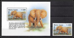 80993a Sierra Leone MI N°228 + Timbre Elephant Non Dentelé Imperf ** MNH Animaux Animals 1993 - Elefanti