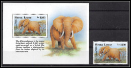 80993a Sierra Leone MI N°228 + Timbre Elephant Non Dentelé Imperf ** MNH Animaux Animals 1993 - Sierra Leone (1961-...)