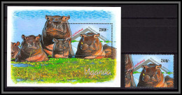 80957b Uganda Ouganda Mi BF N°172 + Timbre Hippopotames Hippopotamus Hippopotame ** MNH 1992 Animaux Animals - Oeganda (1962-...)
