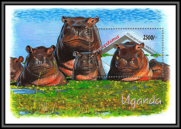 80957 Uganda Ouganda Mi BF N°172 Hippopotames Hippopotamus Hippopotame ** MNH 1992 Animaux Animals - Ouganda (1962-...)