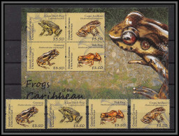 80955d Grenada Carriacou Petite Martinique Mi BF N°4737/4740 Frogs Grenouilles Rana Reptiles ** MNH 2012 Série + Bloc - Rane