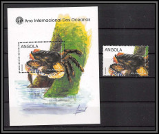 80940b Angola Mi BF N°48 + 1259 Goniopsis Crabe Crad Ano Dos Oceanos Oceans' Year TB Neuf ** MNH Animaux Animals 1998 - Crustaceans