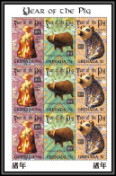 80923 Grenada Mi N°2890/2892 Year Of The Pig Année Du Cochon China TB Neuf ** MNH Animaux Animals 1995 Feuille Sheet - Farm