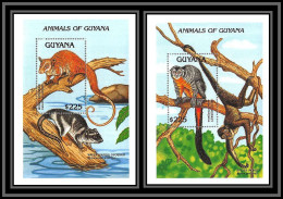 80915b Guyana Mi N°202/203 Wolly Opossum Night Monkey Douroucouli Ape TB Neuf ** MNH Animaux Animals 1992 - Guyana (1966-...)