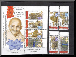 81616b Niuafoʻou Tonga 2015 Mi 37 603/606 Mahatma Gandhi Inde India Animals Flowers Elephant Lion Rhinoceros Paon ** MNH - Mahatma Gandhi