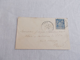 FRANCE.ENVELOPPE.TIMBRE SAGE.15CTS BLEU.CACHET..SAGE.A M.MONTEMBAULT.PARIS. - 1849-1876: Klassik