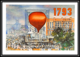 81400 Maldives Y&t 1993 BF N°290 First Airmail Balloon Between Philadelphia Woodbury TB Neuf ** MNH Ballon 1793 - Fesselballons