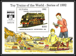 81338g Guyane Guyana BF N°214 TB Neuf ** MNH Train Toy Trains Of The World Serie Of 1992 Locomotive Genoa 92 - Treni