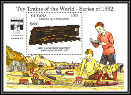 81338b Guyane Guyana Mi BF N°215 TB Neuf ** MNH Train Toy Trains Of The World Serie Of 1992 Locomotive Genoa 92 American - Treni
