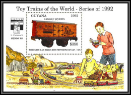 81338d Guyane Guyana Mi BF N°213 TB ** MNH Train Toy Trains Of The World Serie Of 1992 Locomotive Genoa 92 Ribbon Beer - Treni