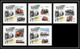 81340 Sao Tome Mi 4604/4608 Trains Locomotive Epreuves De Luxe Deluxe Proof Cards Non Dentelé Imperf 2010 Rudolf Diesel - Treni