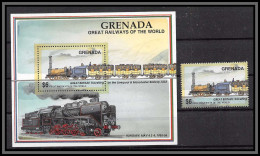 81316b Grenada Grenade Mi BF N°290 + 2358 Great Britain 1833 Railways Of The World ** MNH Train Trains Locomotive 1991 - Treni
