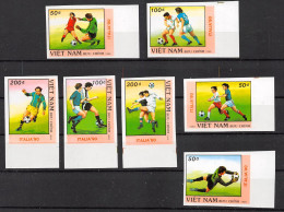 81722c Vietnam Y&t N°956/962 Mi 2080/2086 Italia 90 Football Soccer 1989 Neuf MNH Non Dentelé Imperf  - Vietnam