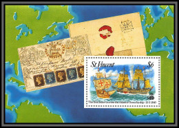 81649 St Vincent MI N°227 The First Letter To Cross The Atlantic Ocean By Ship 1992 15/5/1840 1 Penny Black ** MNH Ship - Stamps On Stamps
