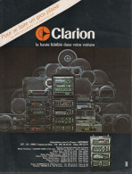 129063CL/ Haute Fidélité Pour Voiture CLARION, Page De Magazine Format 21/27,5 Cm - Publicités