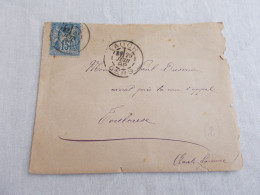 FRANCE.ENVELOPPE.TIMBRE SAGE.15CTS BLEU.CACHET.AUCH.A M.DUSERM.TOULOUSE.1888. - 1849-1876: Klassieke Periode