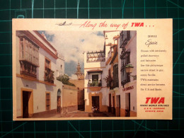 CARTE POSTALE. AVIONS, Appartenant à TWA (Trans World Airlines, USA, Europe, Afrique, Asie). Séville Espagne. - 1946-....: Modern Era