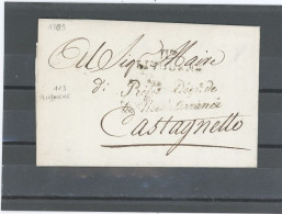 DEPARTEMENTS CONQUIS-113 /LIVOURNE-1809 GRIFFE  LINÉAIRE 35x10 /LAC EN FRANCHISE POUR CASTAGNETTO - CONTRESEING -PREFET - 1792-1815: Conquered Departments