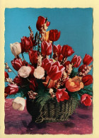 Fleurs : Tulipe Dans Un Panier / Bonne Fête (voir Scan Recto/verso) - Flowers
