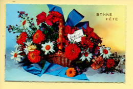 Fleurs : Fleurs Dans Un Panier / Bonne Fête / Souhaits Sincères (voir Scan Recto/verso) - Flowers