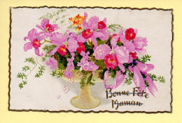 Fleurs : BOUQUET DE FLEURS DANS UNE COUPE – Bonne Fête Maman (voir Scan Recto/verso) - Fleurs