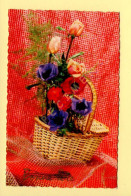 Fleurs : BOUQUET DE FLEURS DANS UN PANIER – Bonne Fête (voir Scan Recto/verso) - Flowers