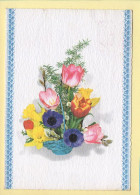 Fleurs : Bouquet De Fleurs / Carte Toilé / CPSM (voir Scan Recto/verso) - Flowers