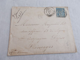 FRANCE.ENVELOPPE.TIMBRE SAGE.15CTS BLEU.ORIGINE RURALE.CACHET ST ENNEMOND.A M.RAYMOND SOUS OFFICIER 63è DELIGNE.LIMOGES. - 1877-1920: Semi Modern Period