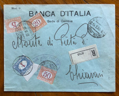 BANCA D'ITALIA  SEDE DI GENOVA - RACCOMANDATA TASSA A CARICO PER MONTE DI PIETA' DI CHIAVARI DEL 15/2/32 - Poststempel