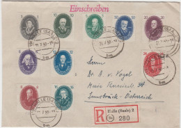 4/1  Deutschland Einschreiben Umschlag DDR 1950 MI#261-270  RECO Halle (Saale) 2 - 19a - Briefe U. Dokumente