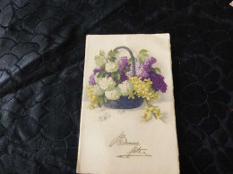 C-301 , Panier De Fleurs,, Lilas, Camélias Et Fleurs Jaune, Bonne Fêtes - Flowers