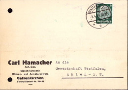 604312 | Postkarte Der Fima Carl Hamacher, Marke Mit Firmenlochung Perfin, Gelocht  | Gelsenkirchen (W - 4650), -, - - Briefe U. Dokumente