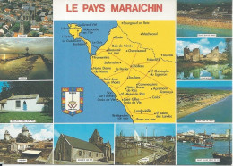 CPM  La Vendée Pittoresque  Le Pays Maraichin  Carte Géographique Avec 10 Vues Et Blason - Cartes Géographiques