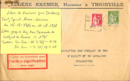 P134 - LETTRE TARIF SPECIAL 20 Gr AVEC DEMANDE DE CERTIFICAT DE REMISE DE THIONVILLE POUR LES CHEMINS DE FER - DAGUIN - 1921-1960: Moderne