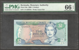 Bermuda 2 Dollars Queen Elizabeth II P-50a 2000 GEM UNC PMG 66 EPQ - Bermuda