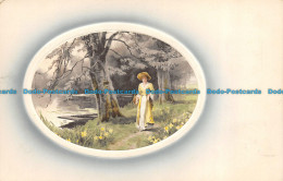 R159964 Old Postcard. Woman Near The Lake. Meissner And Buch. 1909 - World