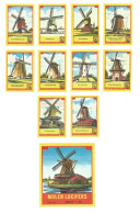 Netherlands 10 + 1 Old Matchbox Labels - Old Mills, Serie # 1-10 - Matchbox Labels